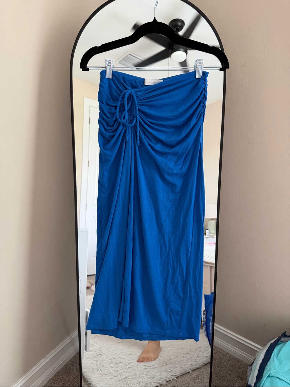 House of Harlow 1960 Cobalt Blue Ruched Drawstring Maxi Skirt